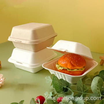 Kotak takeaway hamburger Bagasse Biodegradable Biodegradable